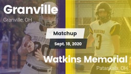 Matchup: Granville vs. Watkins Memorial  2020