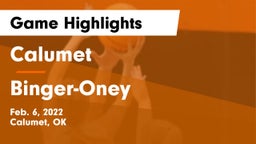 Calumet  vs Binger-Oney Game Highlights - Feb. 6, 2022