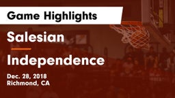 Salesian  vs Independence  Game Highlights - Dec. 28, 2018