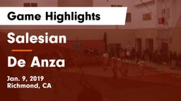 Salesian  vs De Anza  Game Highlights - Jan. 9, 2019