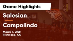 Salesian  vs Campolindo  Game Highlights - March 7, 2020