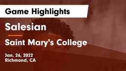 Salesian  vs Saint Mary's College  Game Highlights - Jan. 26, 2022