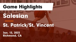 Salesian  vs St. Patrick/St. Vincent  Game Highlights - Jan. 13, 2023