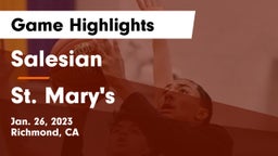 Salesian  vs St. Mary's Game Highlights - Jan. 26, 2023