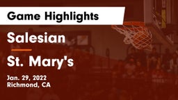 Salesian  vs St. Mary's  Game Highlights - Jan. 29, 2022