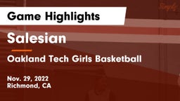 Salesian  vs Oakland Tech  Girls Basketball Game Highlights - Nov. 29, 2022