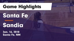 Santa Fe  vs Sandia  Game Highlights - Jan. 16, 2018