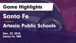 Santa Fe  vs Artesia Public Schools Game Highlights - Dec. 29, 2018
