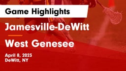 Jamesville-DeWitt  vs West Genesee  Game Highlights - April 8, 2023
