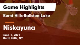 Burnt Hills-Ballston Lake  vs Niskayuna  Game Highlights - June 1, 2021