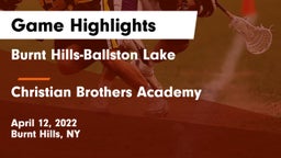 Burnt Hills-Ballston Lake  vs Christian Brothers Academy  Game Highlights - April 12, 2022
