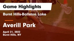 Burnt Hills-Ballston Lake  vs Averill Park  Game Highlights - April 21, 2022