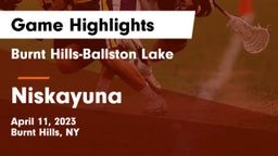 Burnt Hills-Ballston Lake  vs Niskayuna  Game Highlights - April 11, 2023