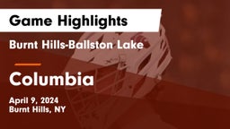Burnt Hills-Ballston Lake  vs Columbia  Game Highlights - April 9, 2024