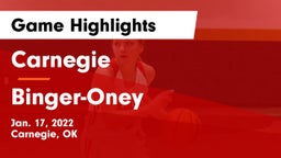 Carnegie  vs Binger-Oney Game Highlights - Jan. 17, 2022