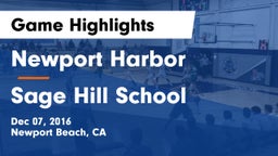Newport Harbor  vs Sage Hill School Game Highlights - Dec 07, 2016