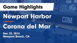 Newport Harbor  vs Corona del Mar  Game Highlights - Dec 23, 2016