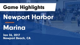 Newport Harbor  vs Marina Game Highlights - Jan 26, 2017