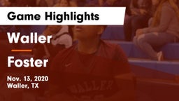 Waller  vs Foster  Game Highlights - Nov. 13, 2020