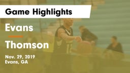 Evans  vs Thomson  Game Highlights - Nov. 29, 2019