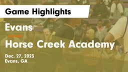 Evans  vs  Horse Creek Academy Game Highlights - Dec. 27, 2023