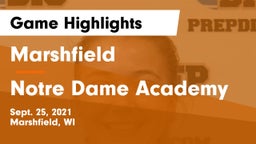 Marshfield  vs Notre Dame Academy Game Highlights - Sept. 25, 2021