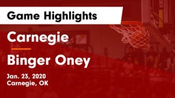 Carnegie  vs Binger Oney Game Highlights - Jan. 23, 2020