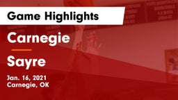 Carnegie  vs Sayre Game Highlights - Jan. 16, 2021