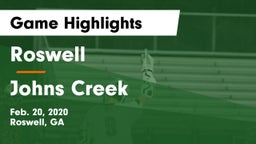 Roswell  vs Johns Creek  Game Highlights - Feb. 20, 2020