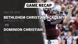 Recap: Bethlehem Christian Academy  vs. Dominion Christian 2016