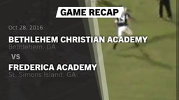Recap: Bethlehem Christian Academy  vs. Frederica Academy  2016