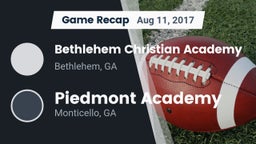 Recap: Bethlehem Christian Academy  vs. Piedmont Academy  2017