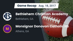 Recap: Bethlehem Christian Academy  vs. Monsignor Donovan Catholic HS 2017