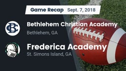 Recap: Bethlehem Christian Academy  vs. Frederica Academy  2018