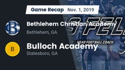 Recap: Bethlehem Christian Academy  vs. Bulloch Academy 2019