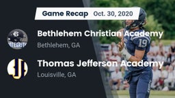 Recap: Bethlehem Christian Academy  vs. Thomas Jefferson Academy  2020