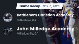 Recap: Bethlehem Christian Academy  vs. John Milledge Academy  2020