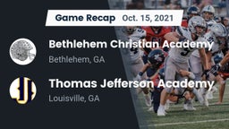 Recap: Bethlehem Christian Academy  vs. Thomas Jefferson Academy  2021