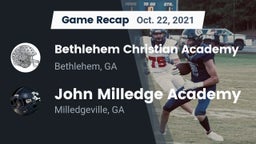 Recap: Bethlehem Christian Academy  vs. John Milledge Academy  2021
