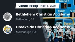 Recap: Bethlehem Christian Academy  vs. Creekside Christian Academy 2021