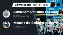 Recap: Bethlehem Christian Academy  vs. Mount de Sales Academy  2022