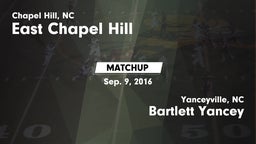 Matchup: East Chapel Hill vs. Bartlett Yancey  2016