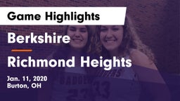 Berkshire  vs Richmond Heights  Game Highlights - Jan. 11, 2020