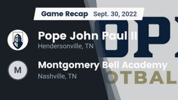Recap: Pope John Paul II  vs. Montgomery Bell Academy 2022
