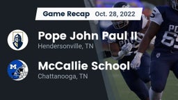 Recap: Pope John Paul II  vs. McCallie School 2022