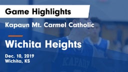Kapaun Mt. Carmel Catholic  vs Wichita Heights  Game Highlights - Dec. 10, 2019