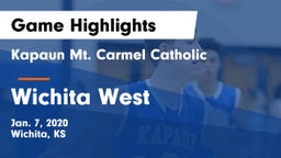 Kapaun Mt. Carmel Catholic  vs Wichita West  Game Highlights - Jan. 7, 2020