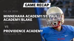 Recap: Minnehaha Academy/St. Paul Academy/Blake  vs. Providence Academy  2016