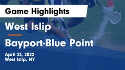 West Islip  vs Bayport-Blue Point  Game Highlights - April 23, 2022