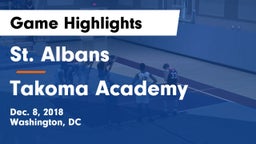 St. Albans  vs Takoma Academy Game Highlights - Dec. 8, 2018